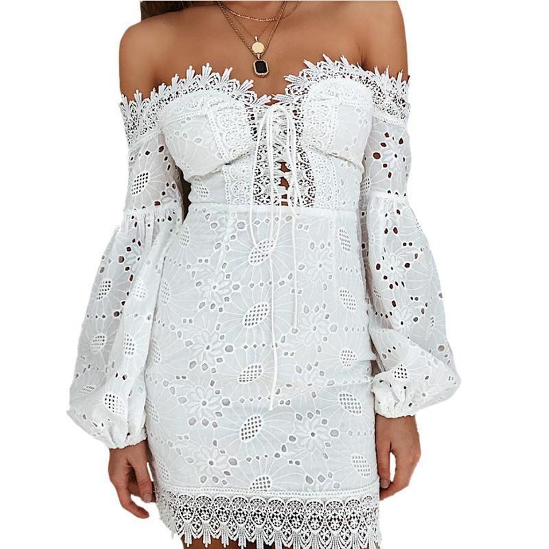 White Strapless Lace Dress