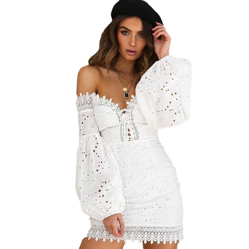 White Strapless Lace Dress