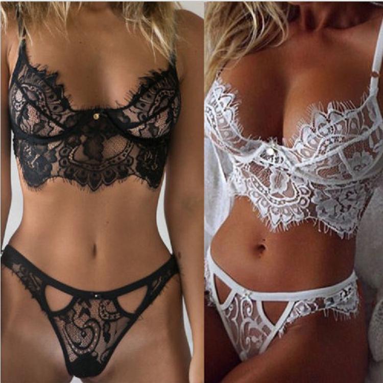 Sexy Eyelash Lace Bralette Set