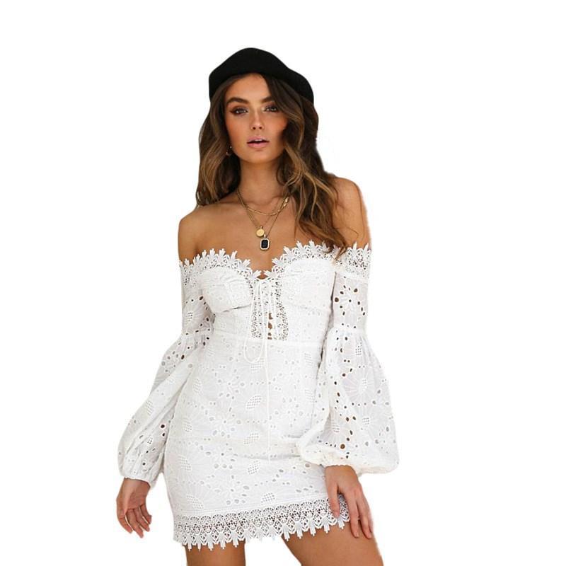 White Strapless Lace Dress