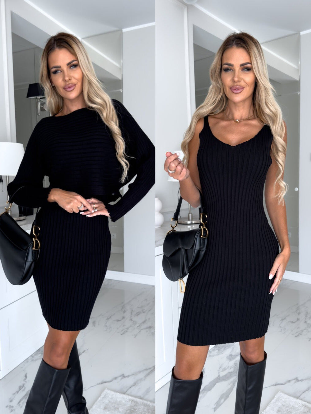 2pcs Women's Solid Stripe Dress