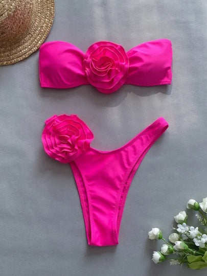 Elegant Bandeau Flower Bikini