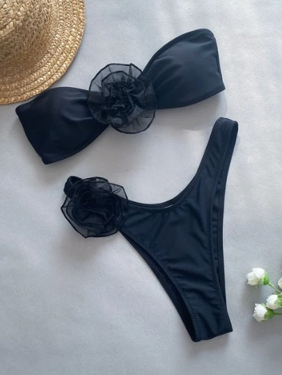 Elegant Bandeau Flower Bikini